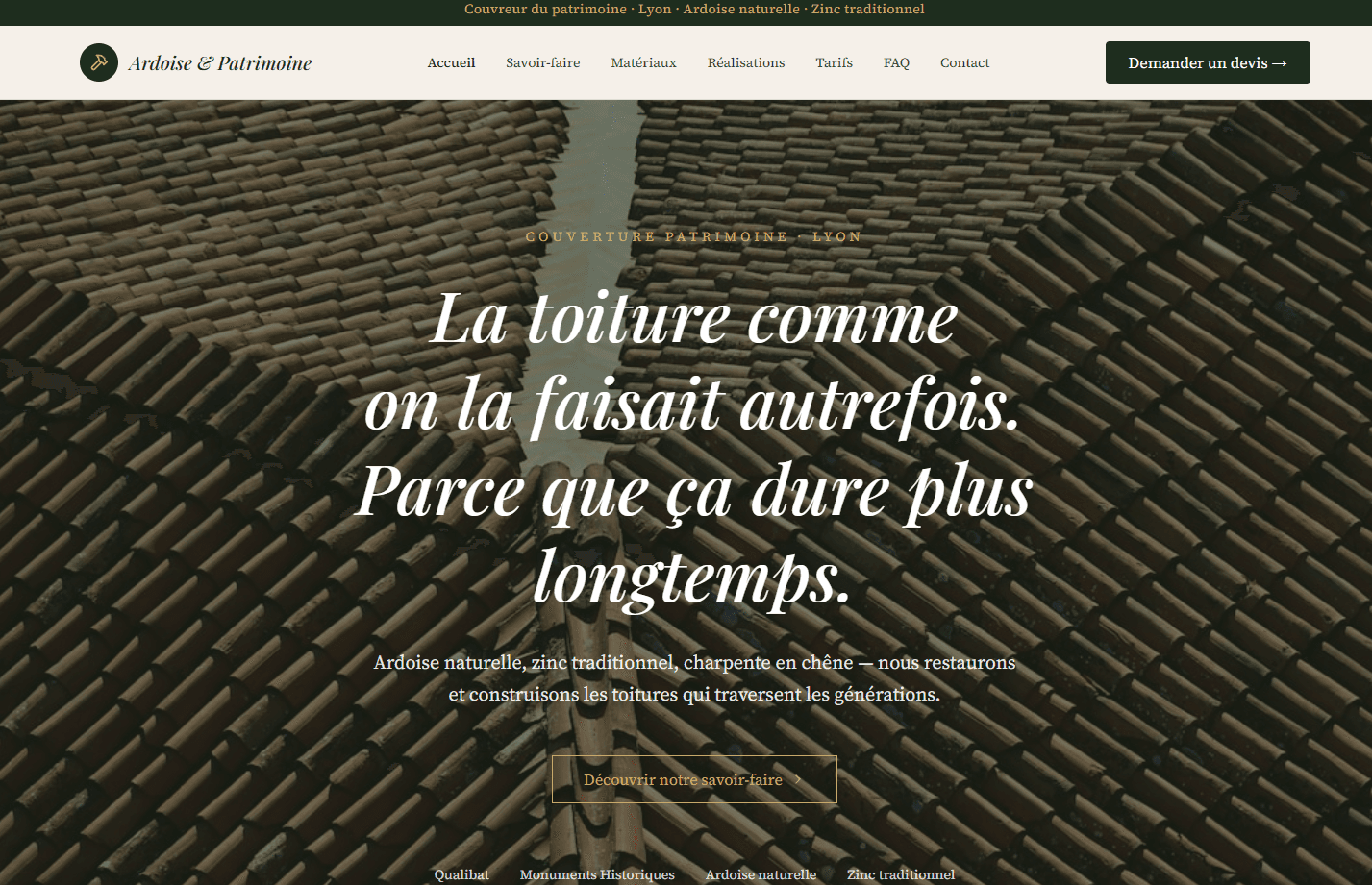 Maquette site internet toiture à Issy-les-Moulineaux (92) — Ardoise & Patrimoine