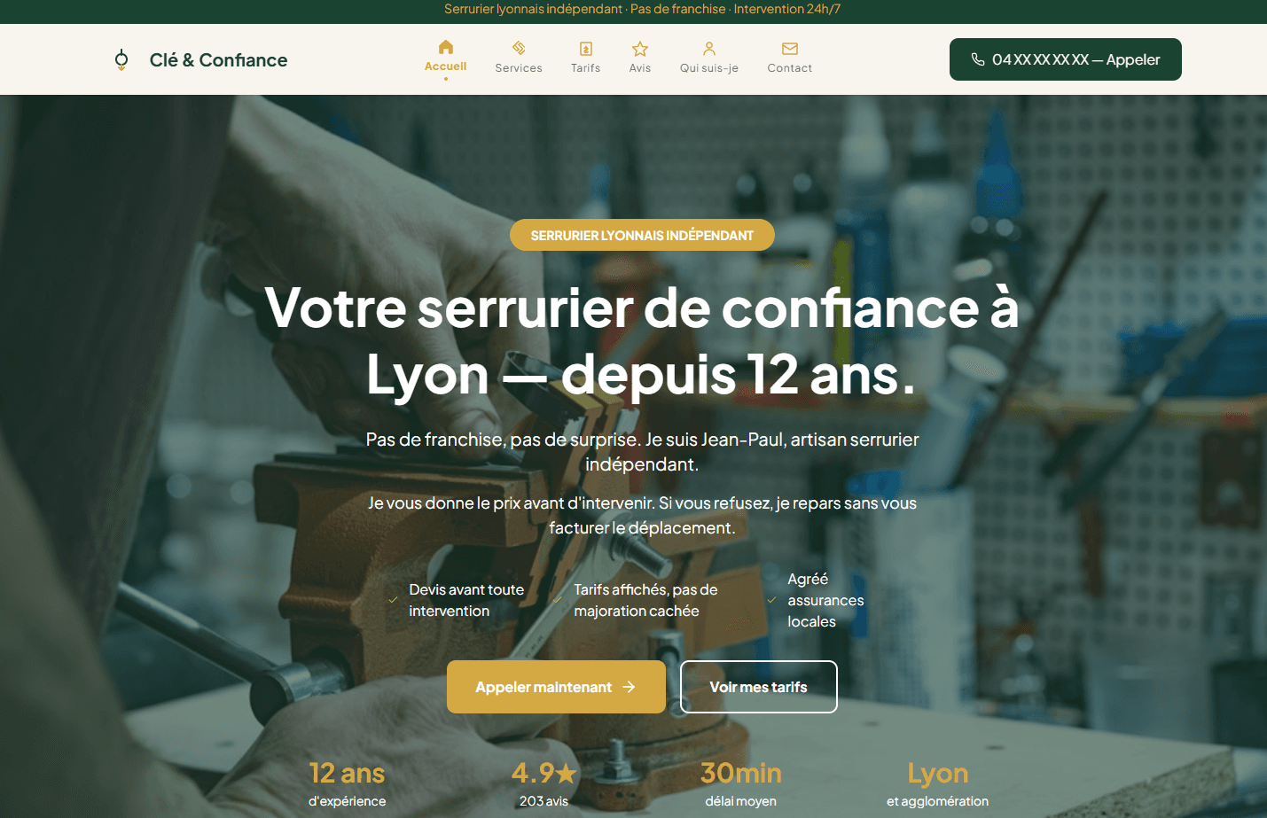 Aperçu du projet Clé & Confiance — site internet serrurerie Morsang-sur-Orge (91)