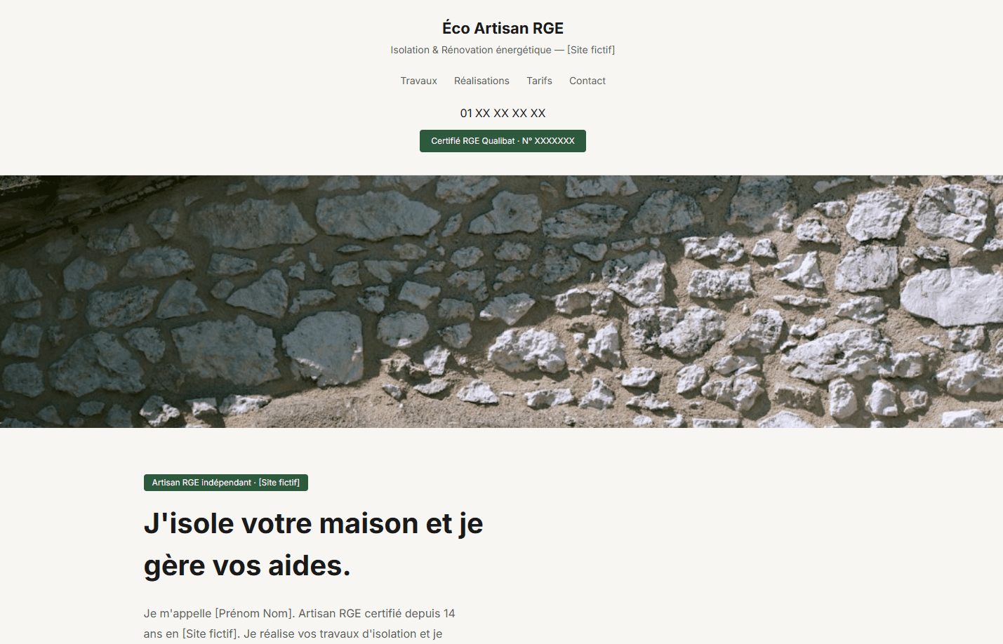 Aperçu du projet Éco Artisan RGE — site internet isolation Gif-sur-Yvette (91)