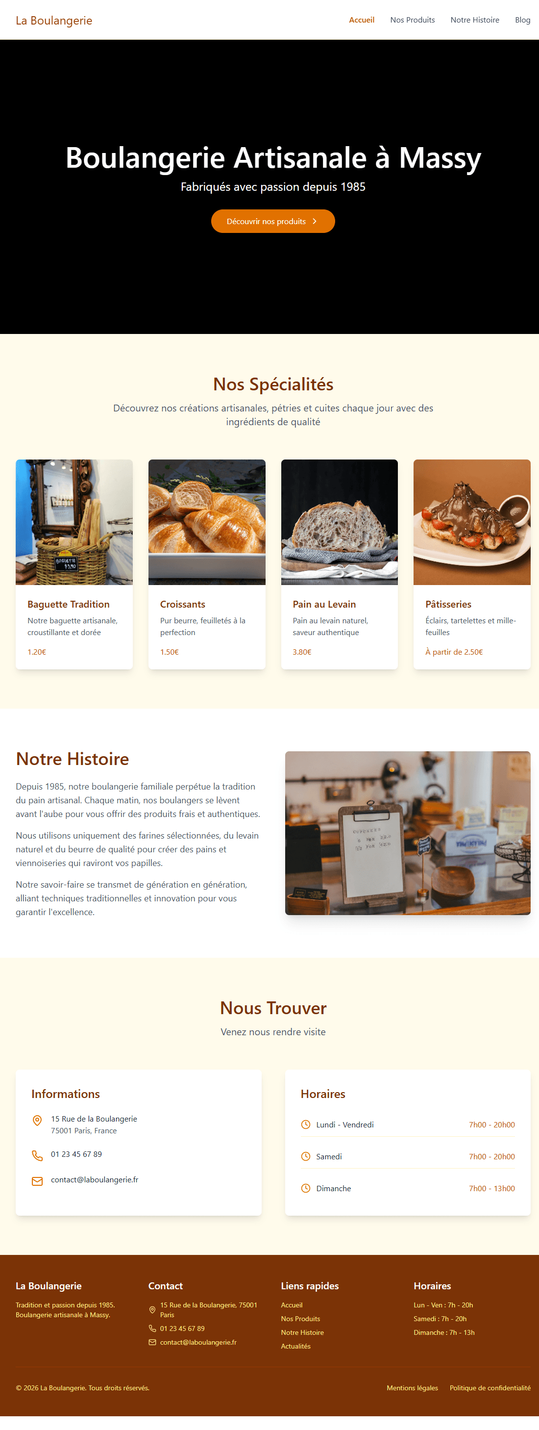 Maquette site internet boulangerie à France — La Fournée Dorée