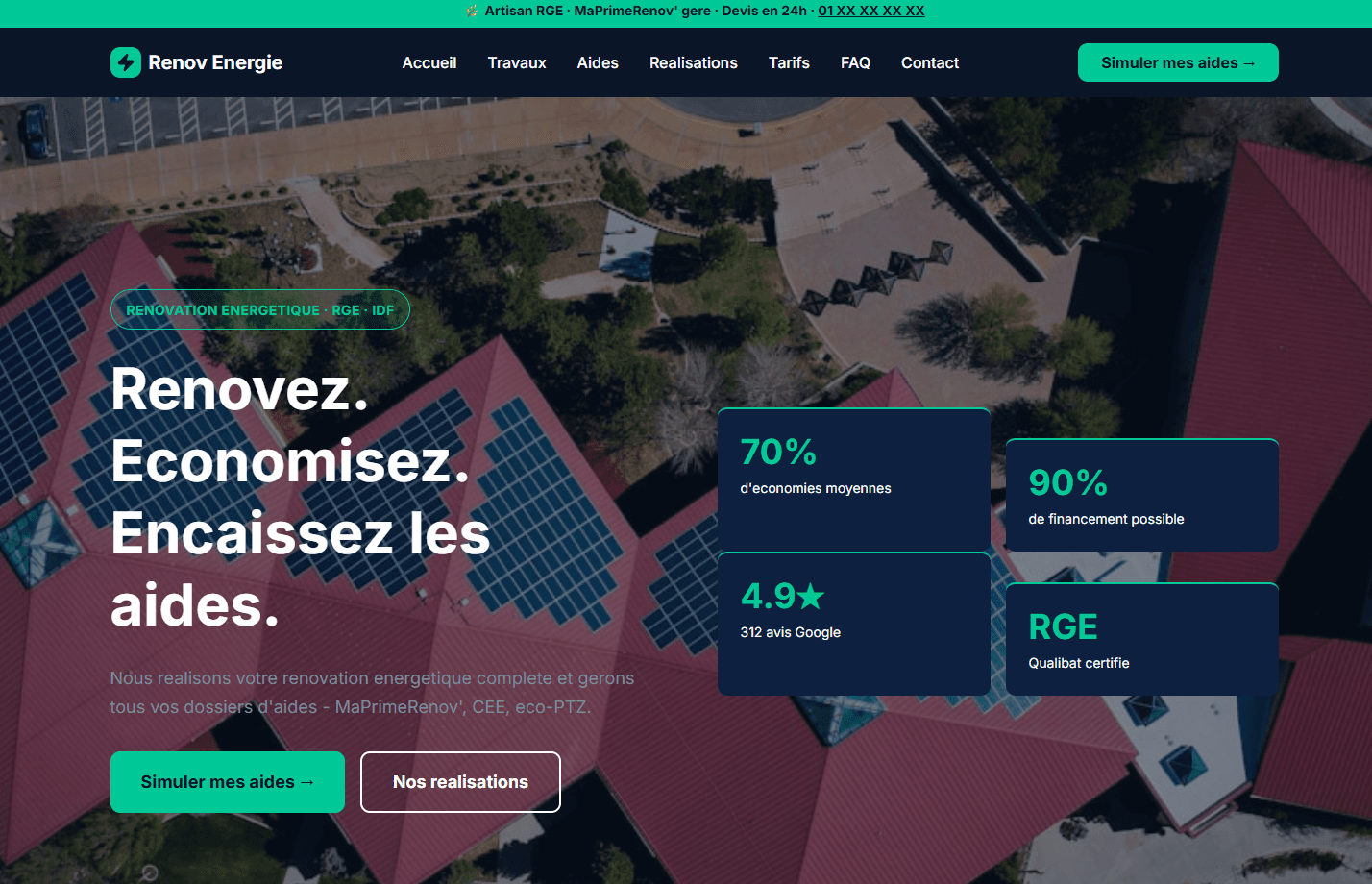 Aperçu du projet Rénov Énergie IDF — site internet isolation Vincennes (94)