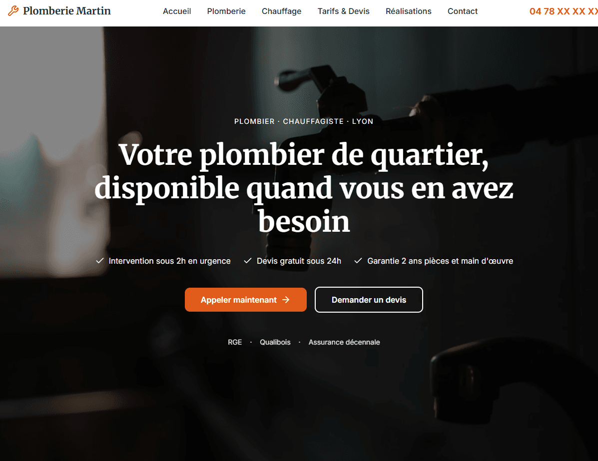 Exemple de site artisan : 10 inspirations concrètes